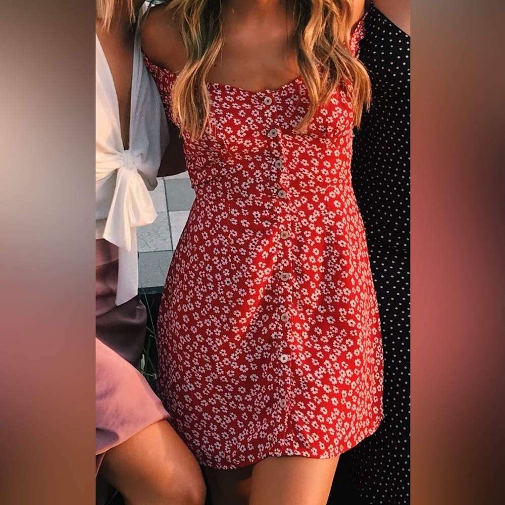 Abercrombie & Fitch Red and White Floral Dress